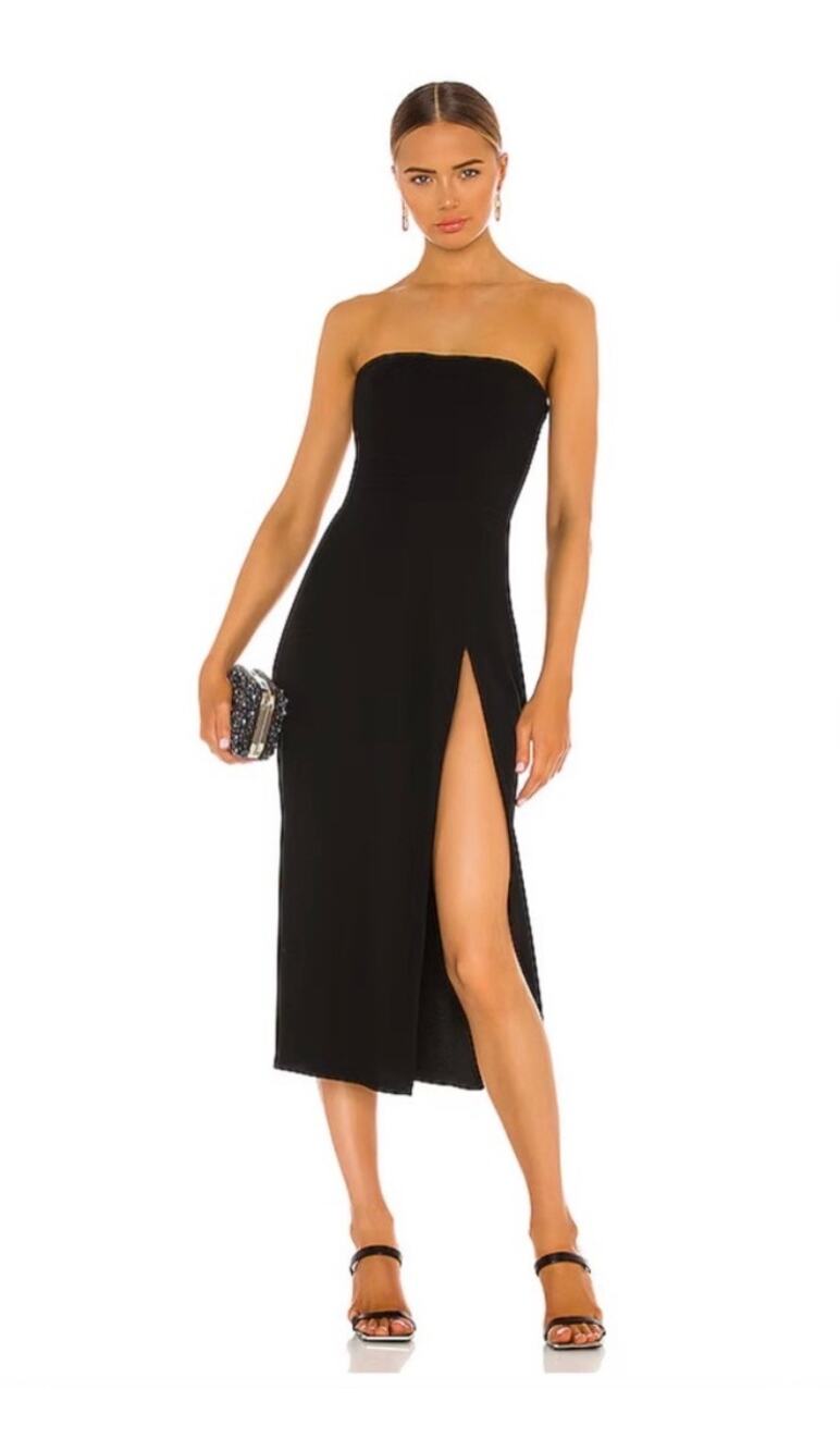 Amanda Uprichard Mandy Black Midi Dress Women Size XS